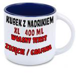 XL Kubek z nadrukiem - zdjęcie/grafika granatowy środek 400 ml